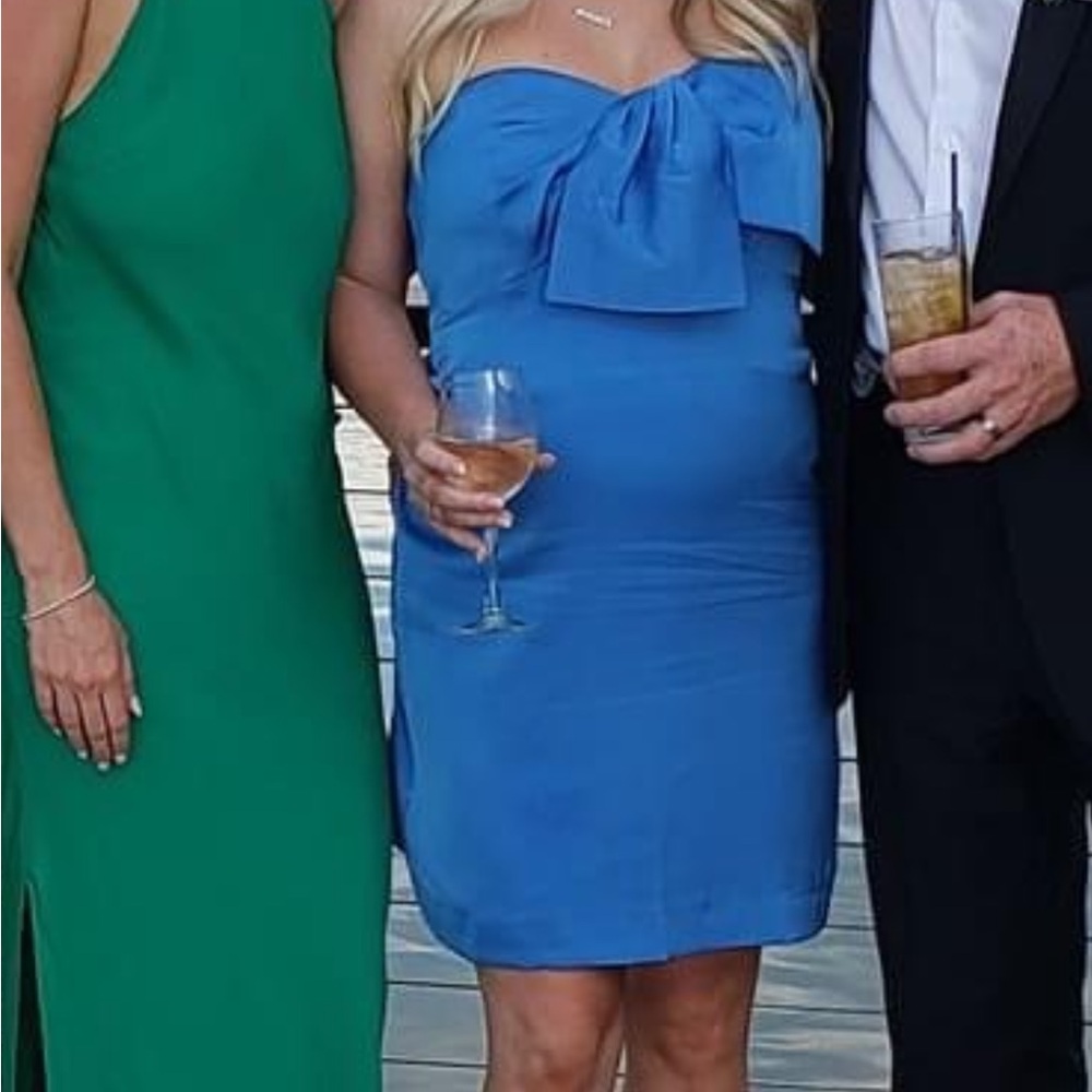 Elegant Blue Strapless Dress